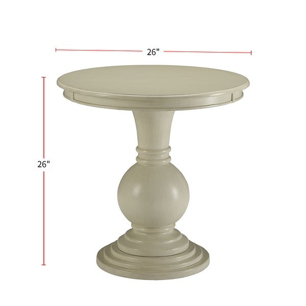 Round Wooden Pedestal Table in Antique White