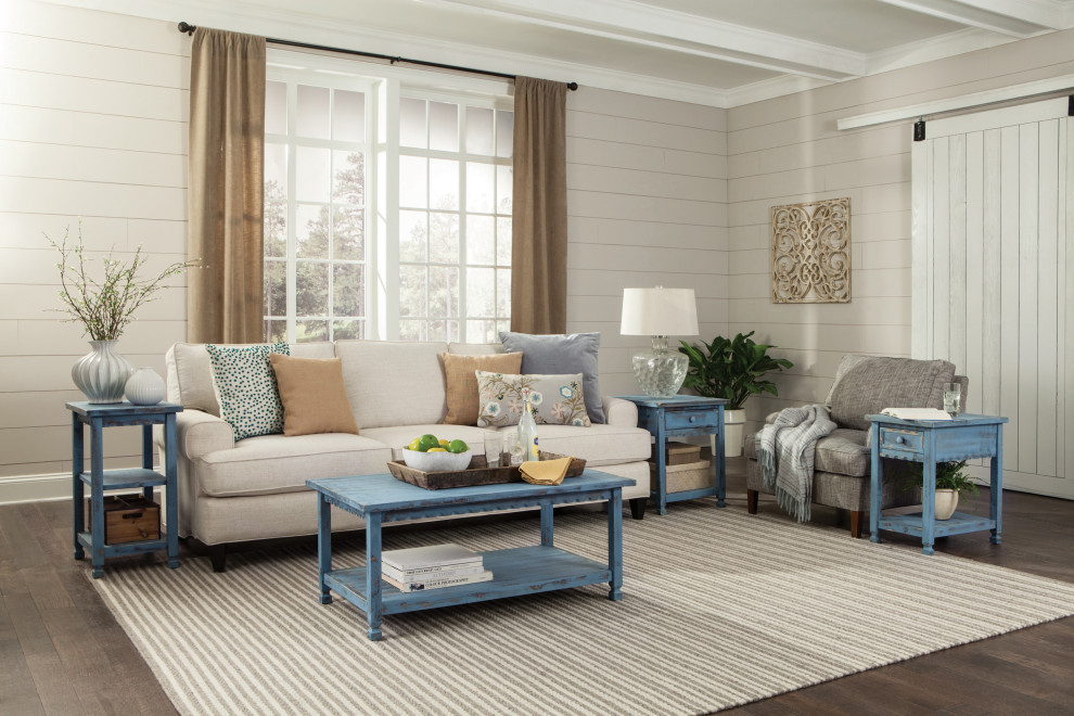 Country Cottage Chairside Table  Blue Antique Finish   Farmhouse   Side Tables And End Tables   by Bolton Furniture  Inc.  Houzz