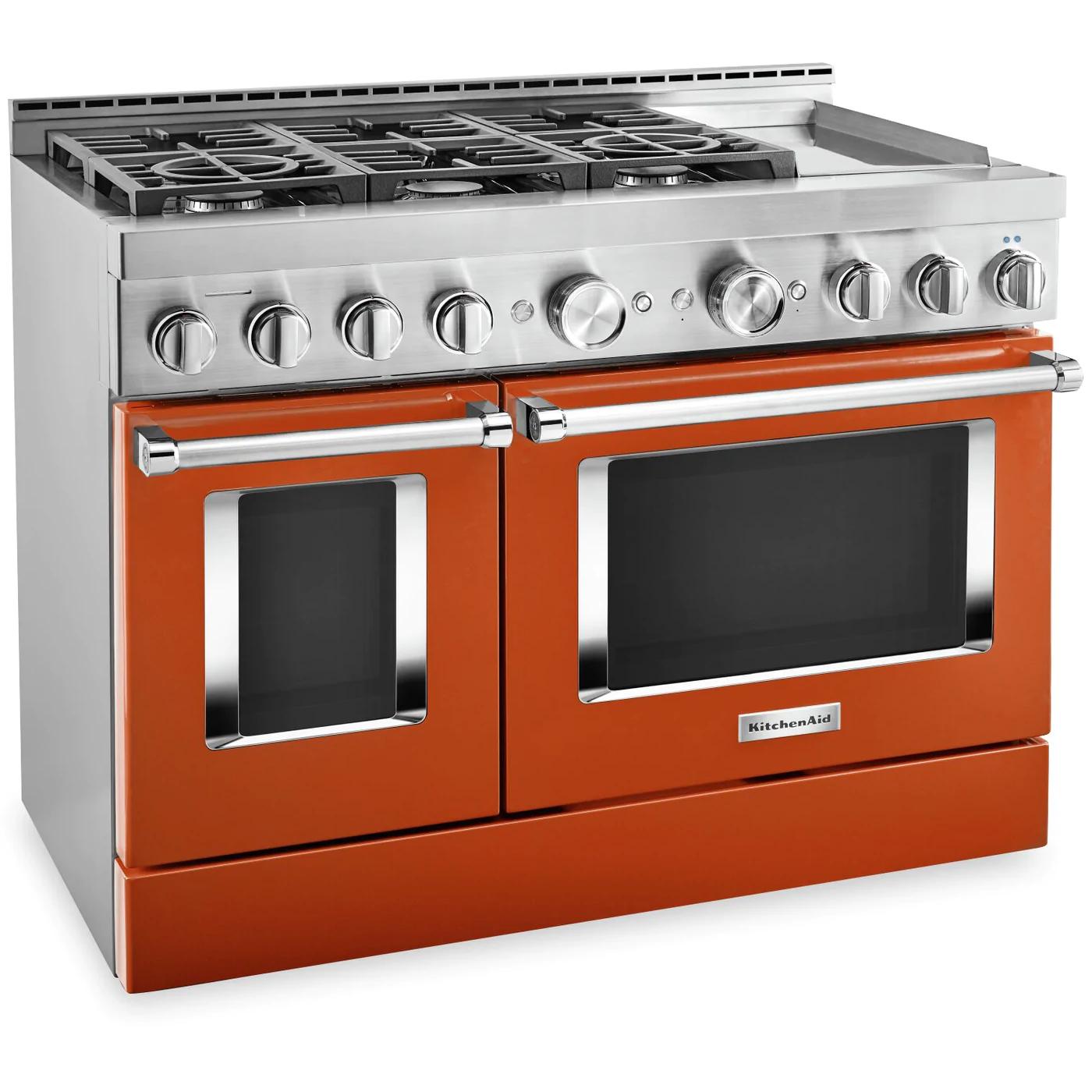 KitchenAid 48-inch Freestanding Dual Fuel Range with Even-Heat? True Convection KFDC558JSC