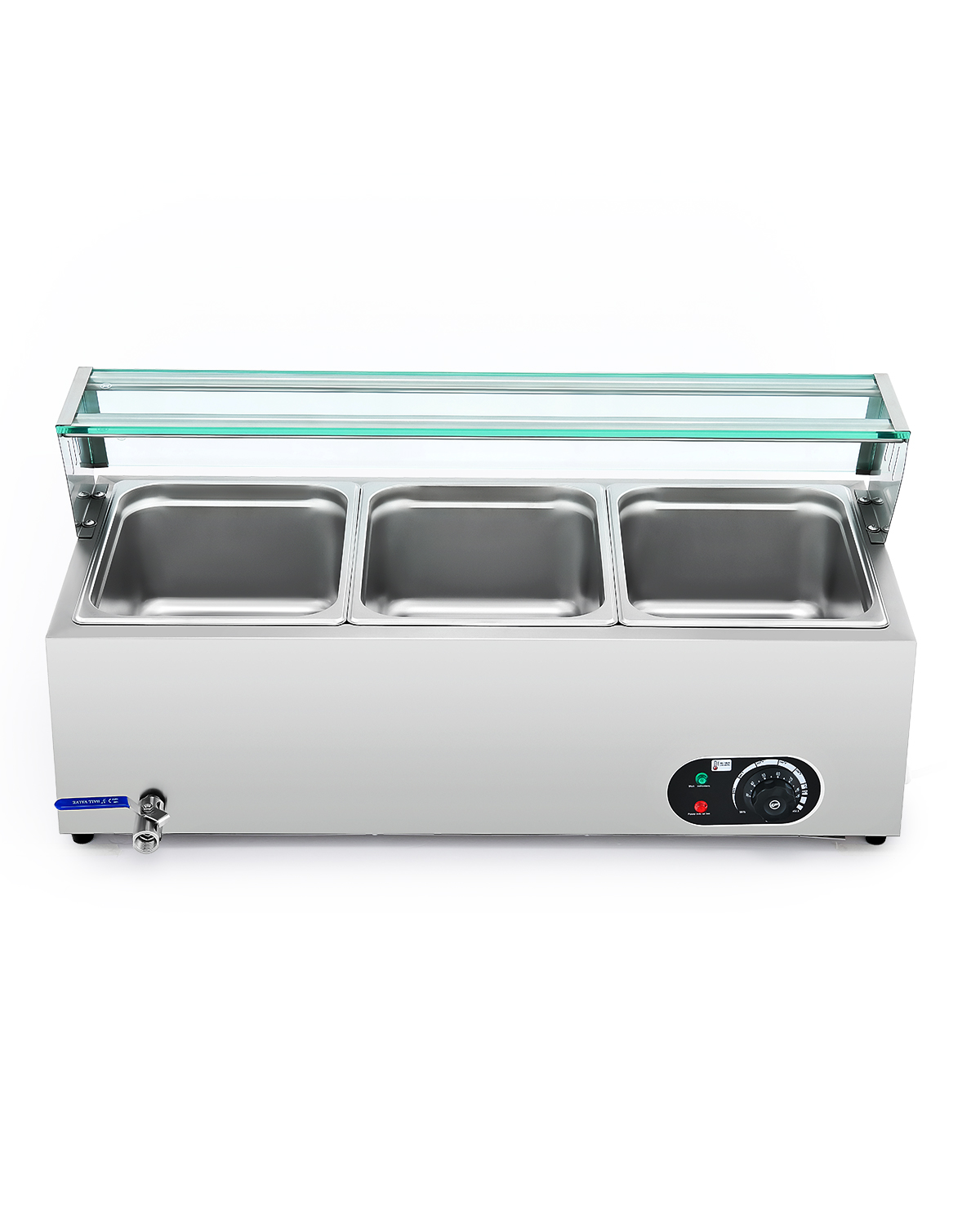 Wilprep Commercial Food Warmer 1200W Bain Marie Food Warmer with 3 Stainless Steel Pans