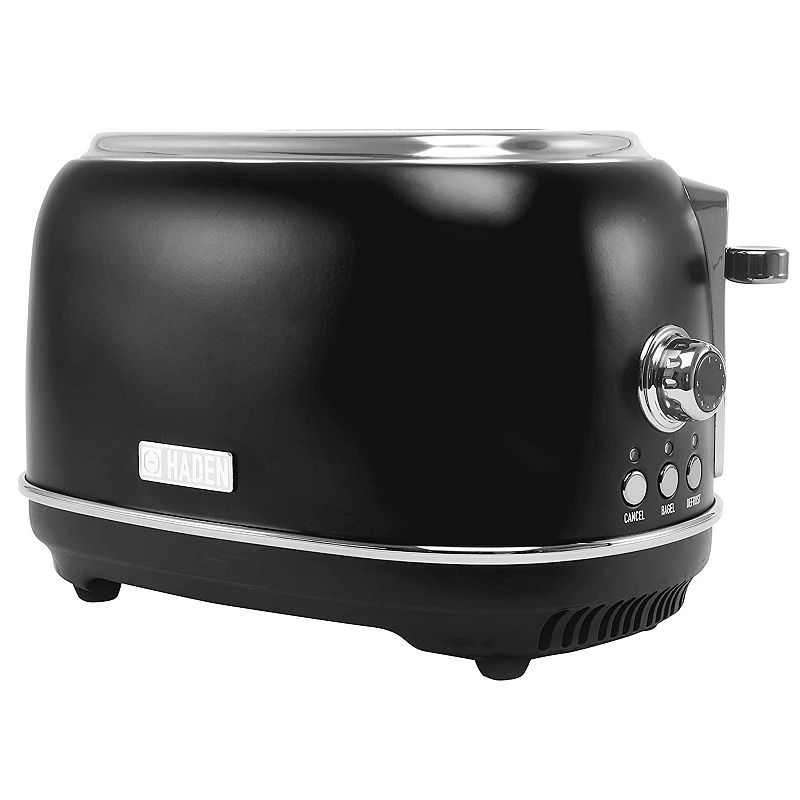 Haden Heritage 2 Slice Wide Slot Toaster with Removable Crumb Tray， Black/Chrome