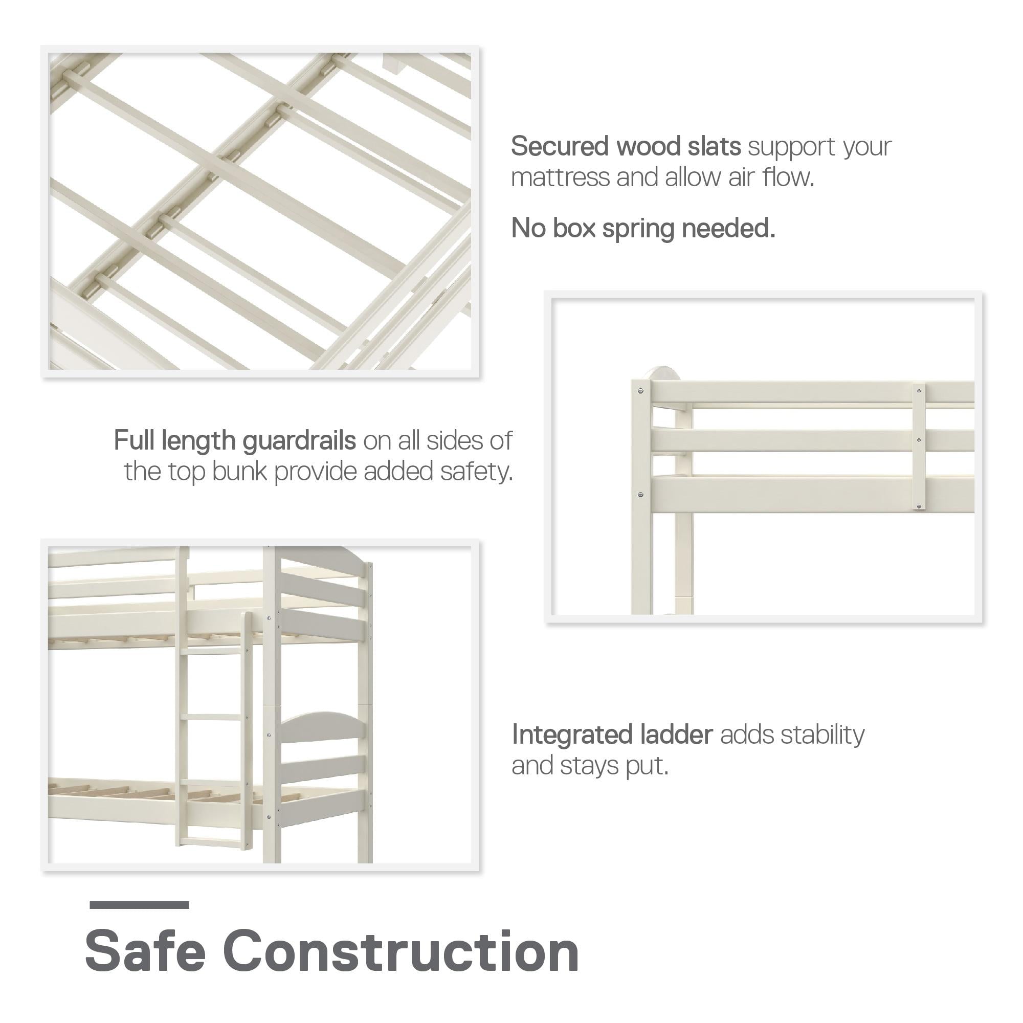 Better Homes & Gardens Leighton Solid Wood Twin-over-Twin Convertible Bunk Bed, White