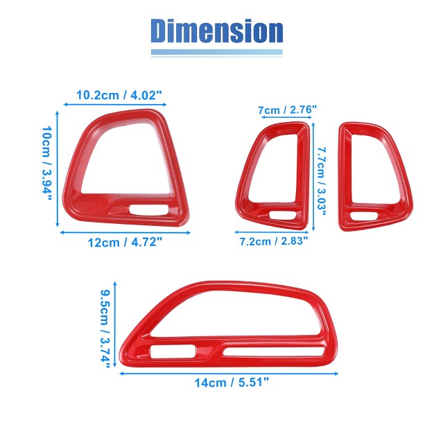 Unique Bargains Abs Air Condition Outlet Vent Trim Accessories Kit For Dodge Challenger 2015 2019 Red