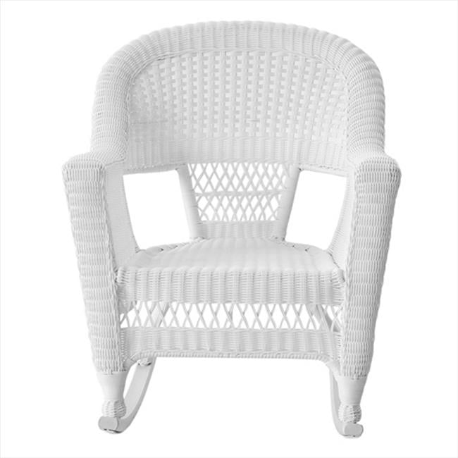 Jeco W00206R-B-2 White Rocker Wicker Chair - Set 2