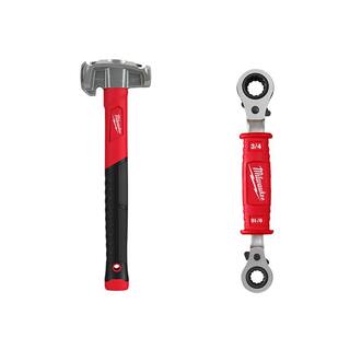 MW 36 oz. 4-in-1 Lineman's Hammer with Lineman's 4-in-1 Insulated Ratcheting Box Wrench 48-22-9040-48-22-9212