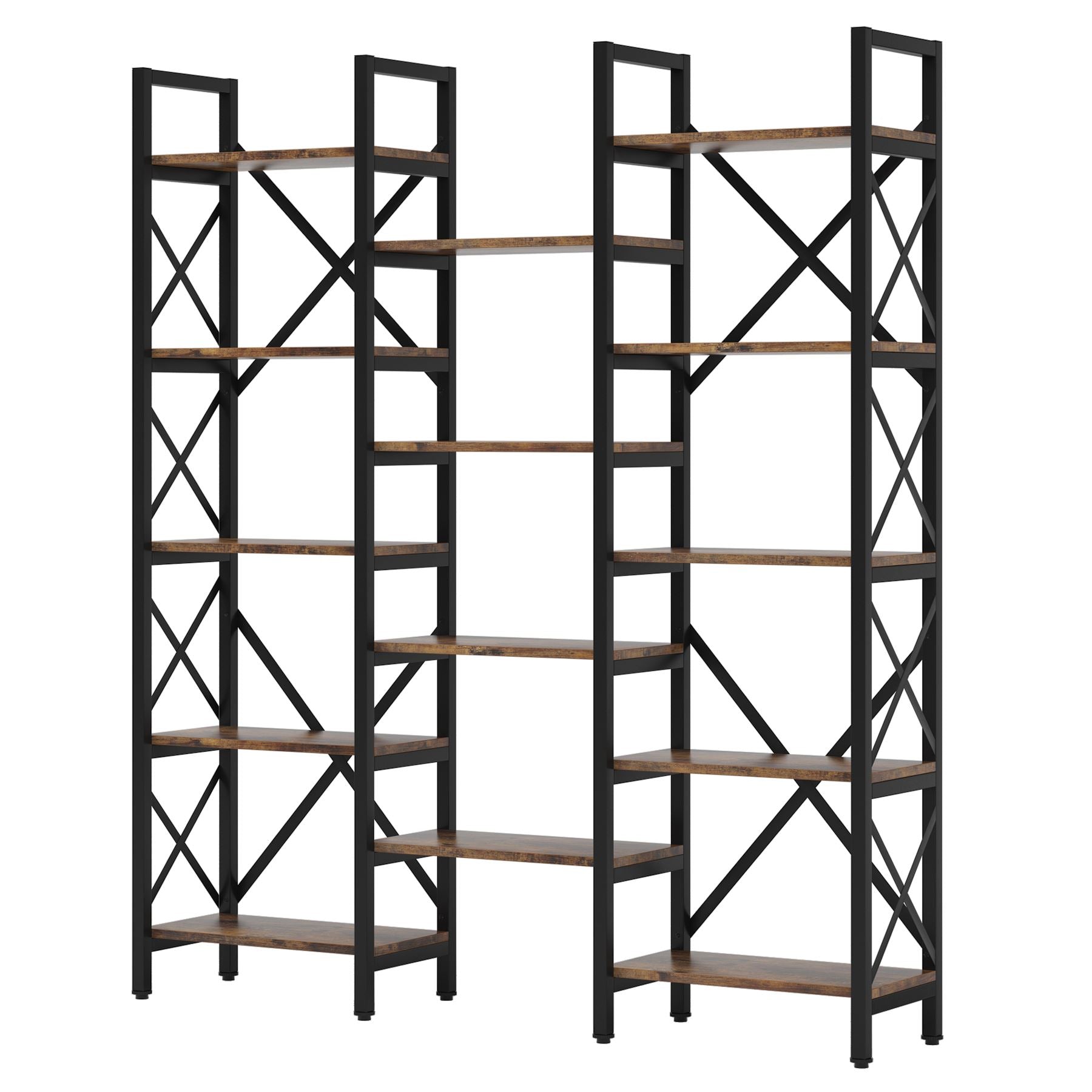 59 Bookshelf, Triple Wide 5-Shelf Bookcase Display Rack