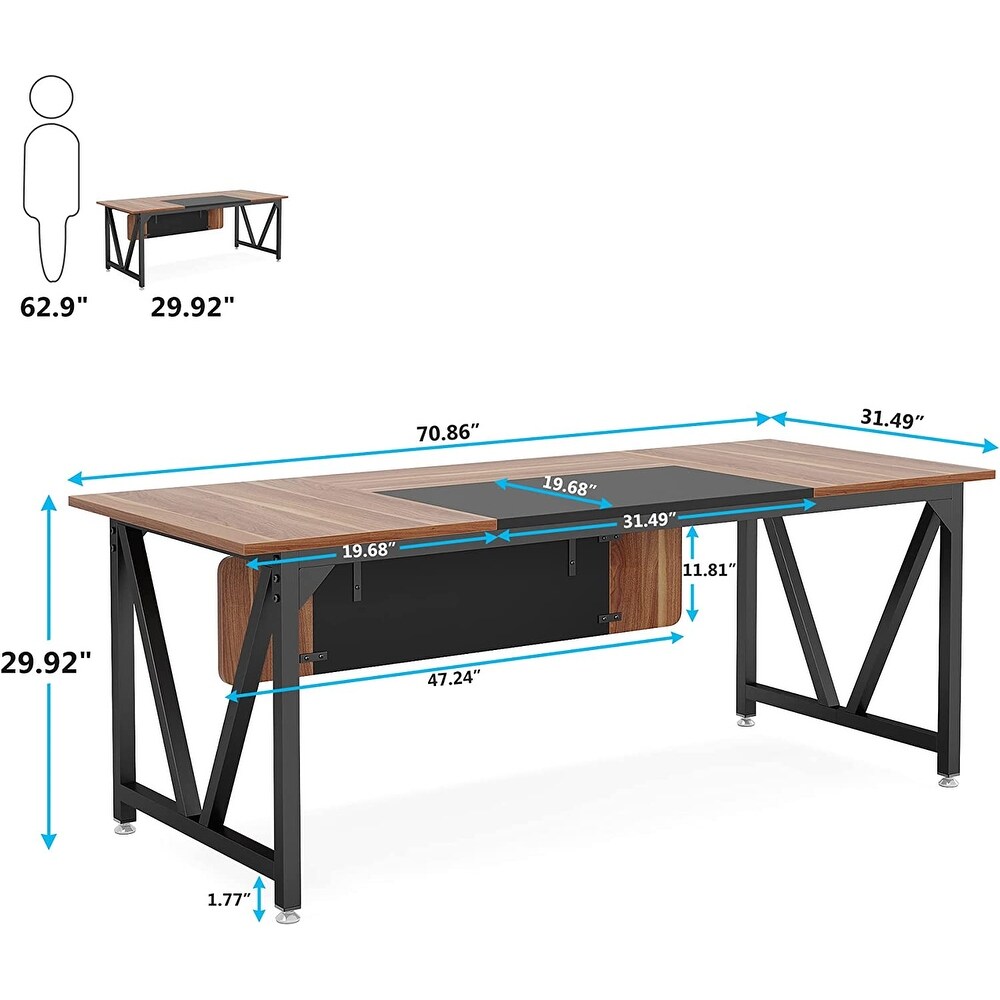 70.8 Inch Computer Desk  Large Executive Office Desk for Home Office