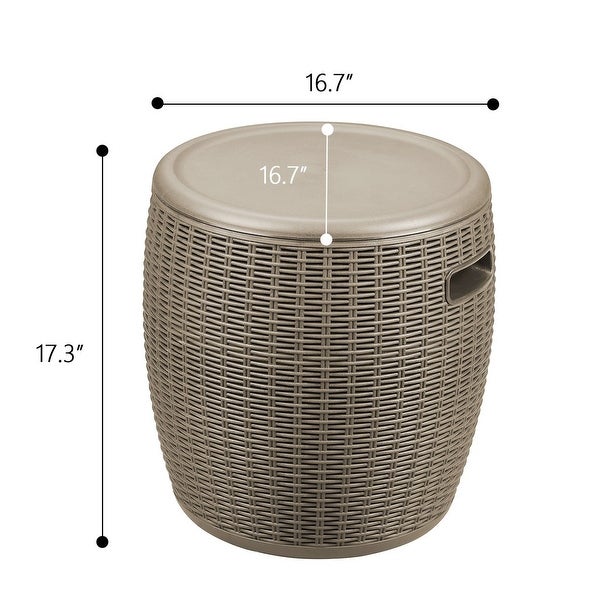 Zenova 45L Large Polypropylene Portable Wicker Ice Bucket Home Patio Yard Waterproof Light Brown