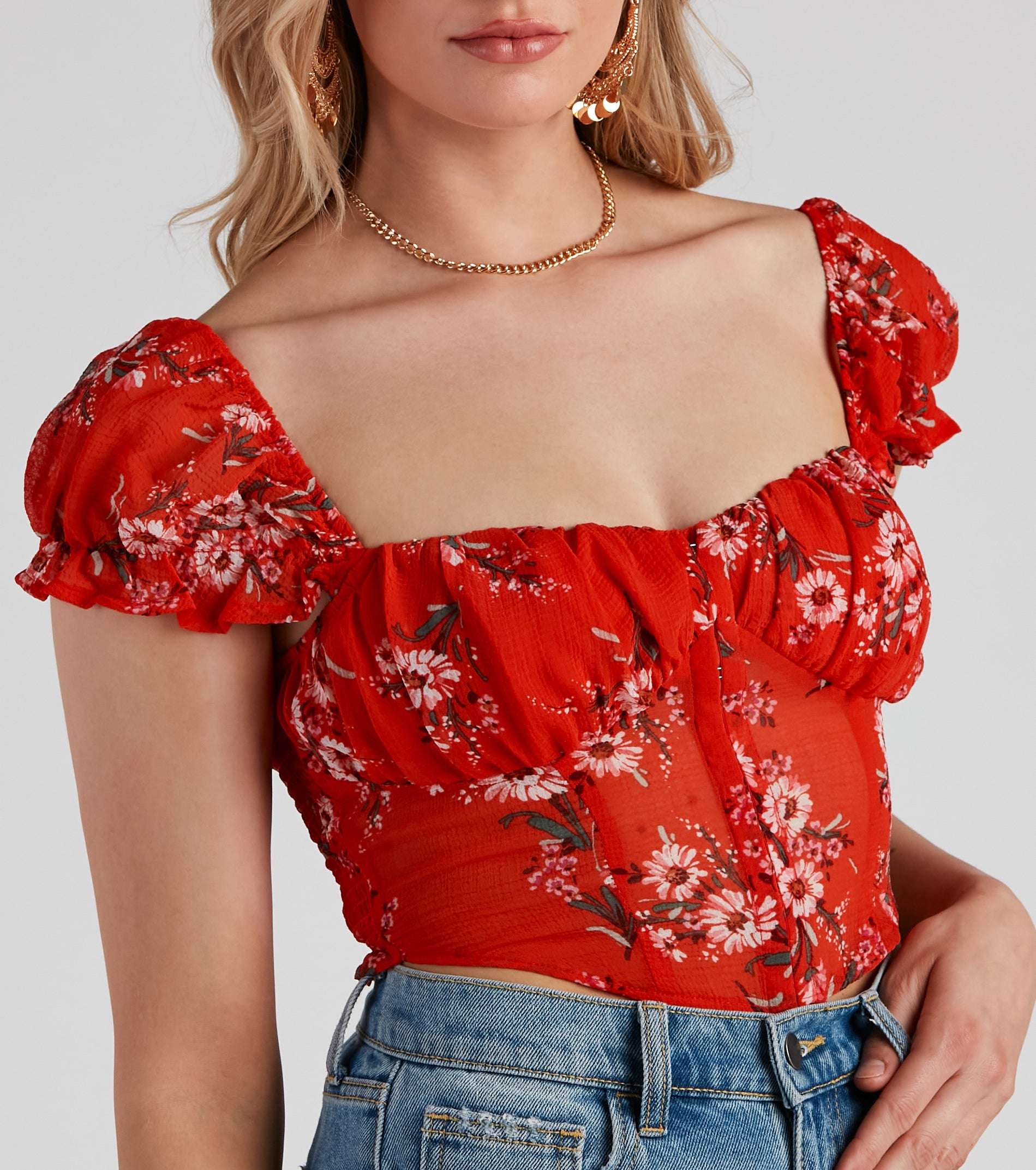 Sunflower State Chiffon Corset Top