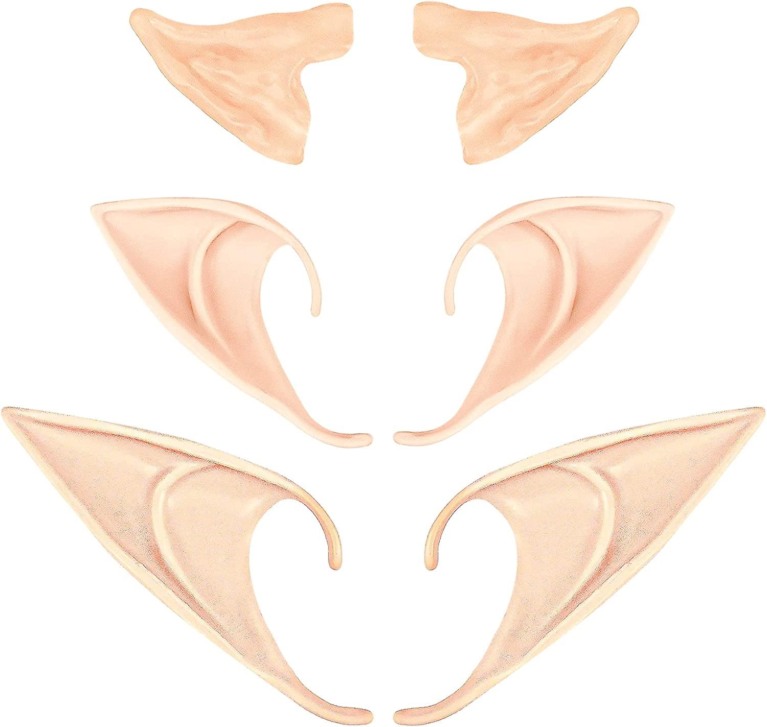 Latex Elf Ear，3 Pack Fairy Elf Ears Soft Pointy Goblin Ears For Halloween Christmas Cosplay