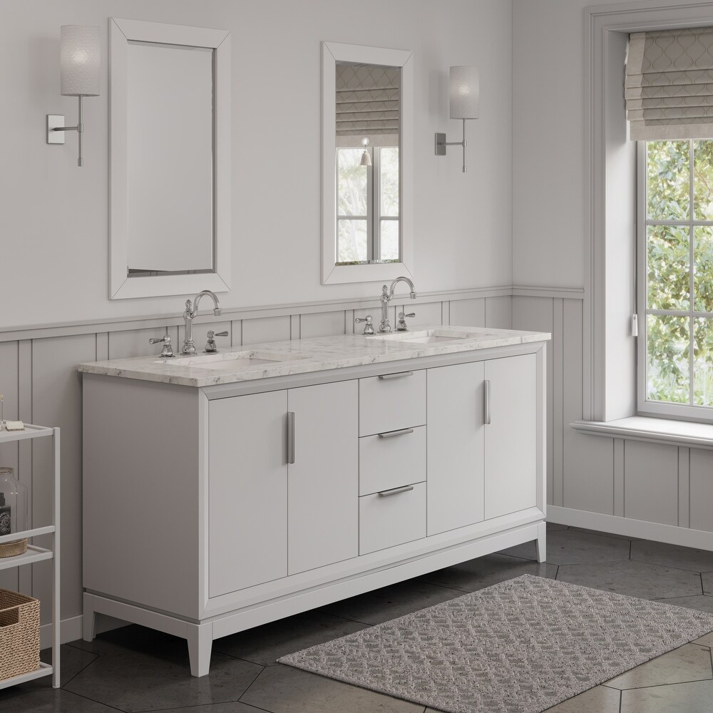 Elizabeth 72 Inch Double Sink Carrara White Marble Vanity