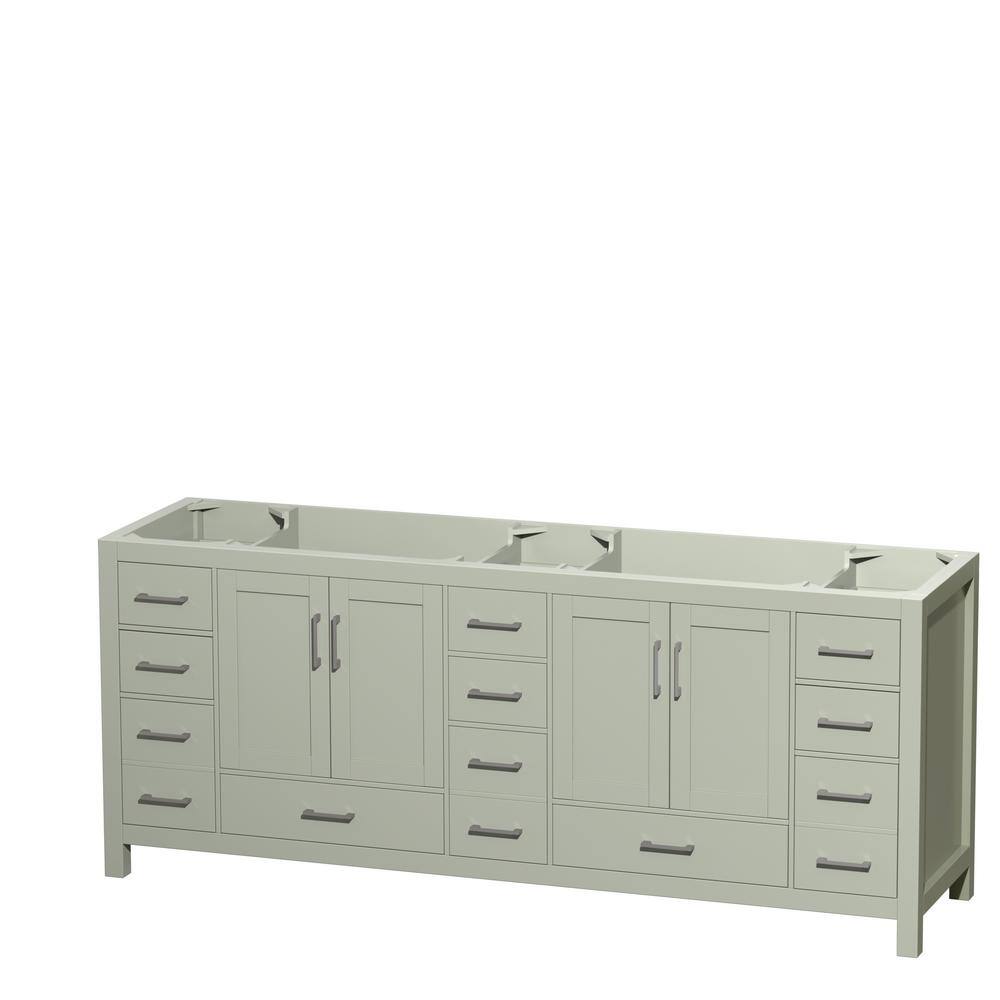 Wyndham Collection Sheffield 83 in. W x 21.5 in. D x 34.25 in. H Double Bath Vanity Cabinet without Top in Light Green WCS141484DLGCXSXXMXX