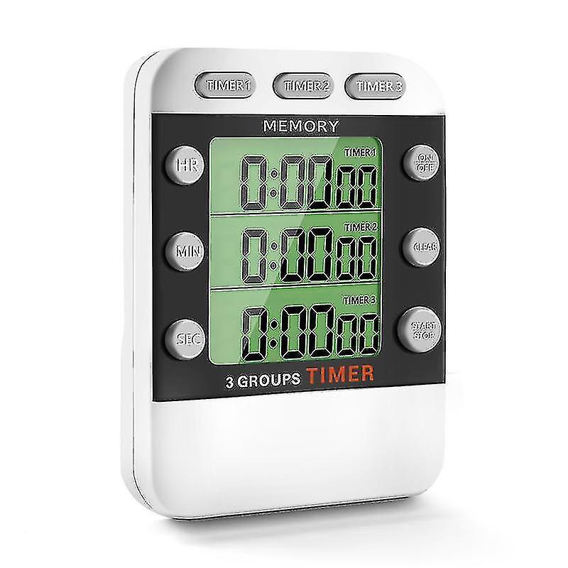 Digital Dual Kitchen Timer， 3 Channels Count Up/down Timer， Triple Cooking Timer， Large Display