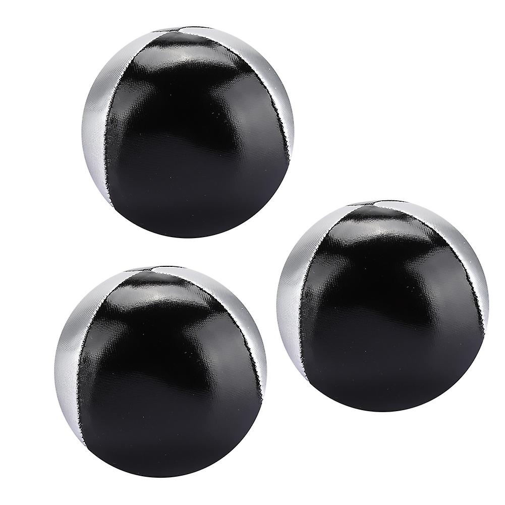 3pcs Silver Black Pu Leather Indoor Leisure Portable Juggling Ball Performance Props