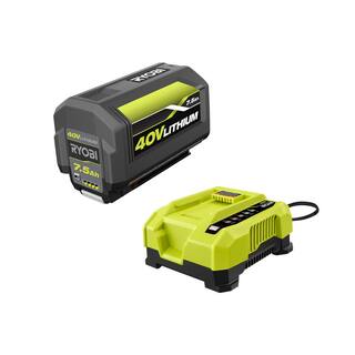 RYOBI 40-Volt Lithium-Ion High Capacity 7.5 Ah Battery and Rapid Charger OP40753-06