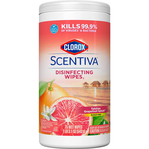 Clorox Scentiva Bleach-Free Disinfecting Wipes - Ready-To-Use Wipe - Grapefruit Scent - 75