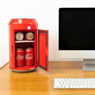 Coca-Cola Coca-Cola 8 Can Portable Mini Fridge 5.4L (5.7 qt.) Personal Cooler ACDC Red for Home Dorm Travel CC06