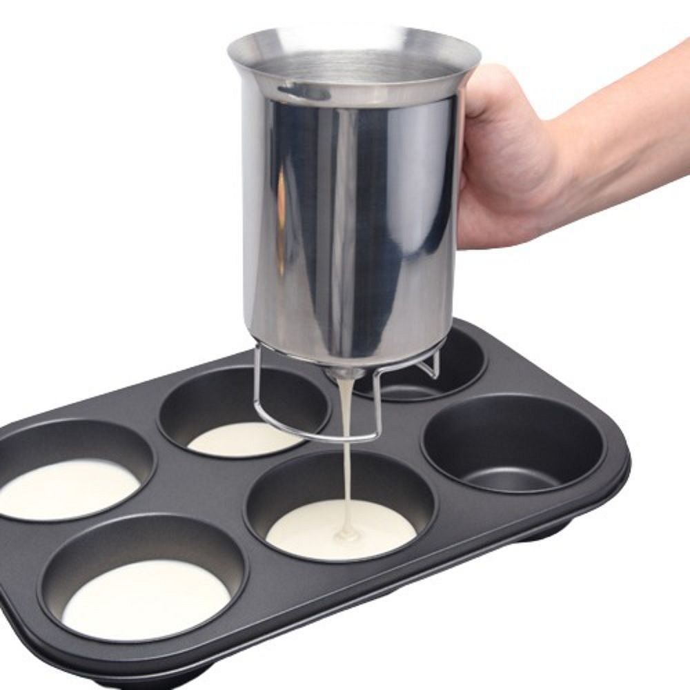 Department Store 1pc Handheld Stainless Steel Batter Separator; Cupcake Batter Funnel; Batter Stirrer