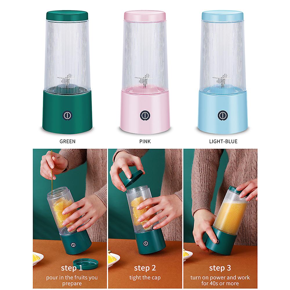 Pink Portable Blender Four Cutters Juicer Cup 350ml Fruit Mixing Machine Detachable Cup Usb Rechargeable For Sports Travel And Outdoors