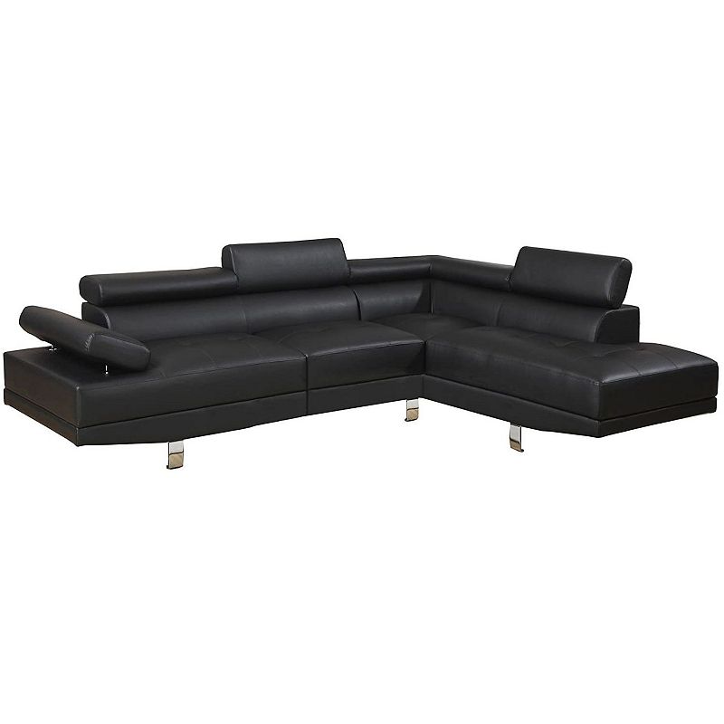 F.c Design Faux Leather Sectional Sofa Living Room Furniture Adjustable Headrest Reversible Chaise