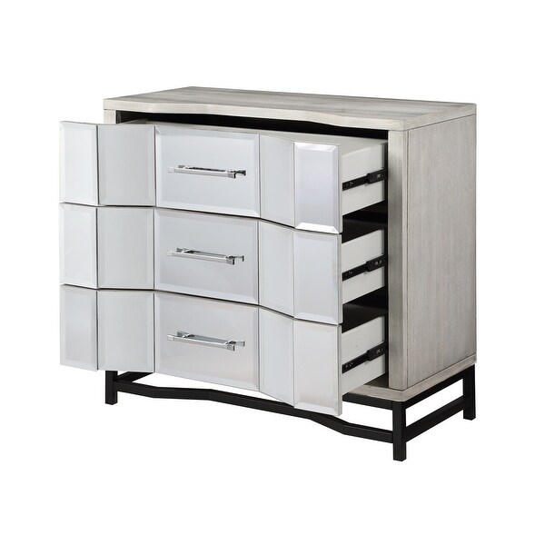 Somette Gabby White and Black Three Drawer Chest