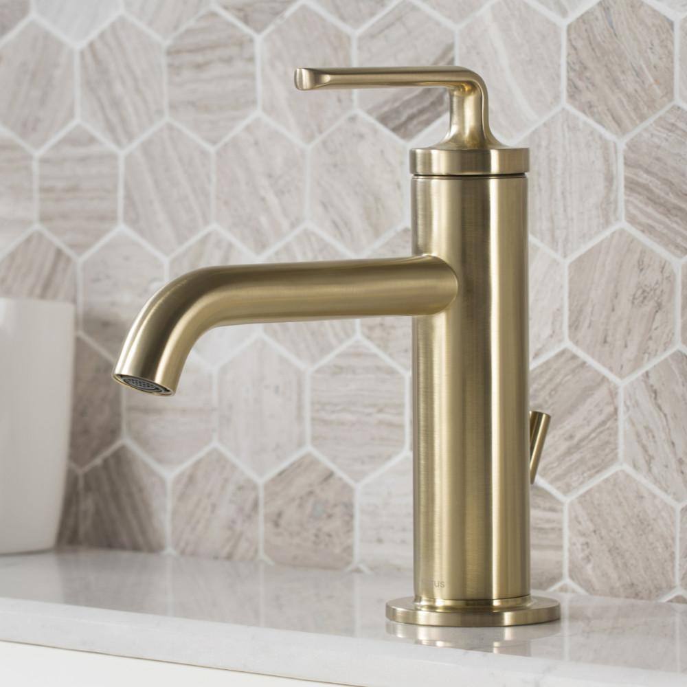 KRAUS Ramus Single Handle Bathroom Sink Faucet with Lift Rod Drain in Brushed Gold (2-Pack) KBF-1221BG-2PK