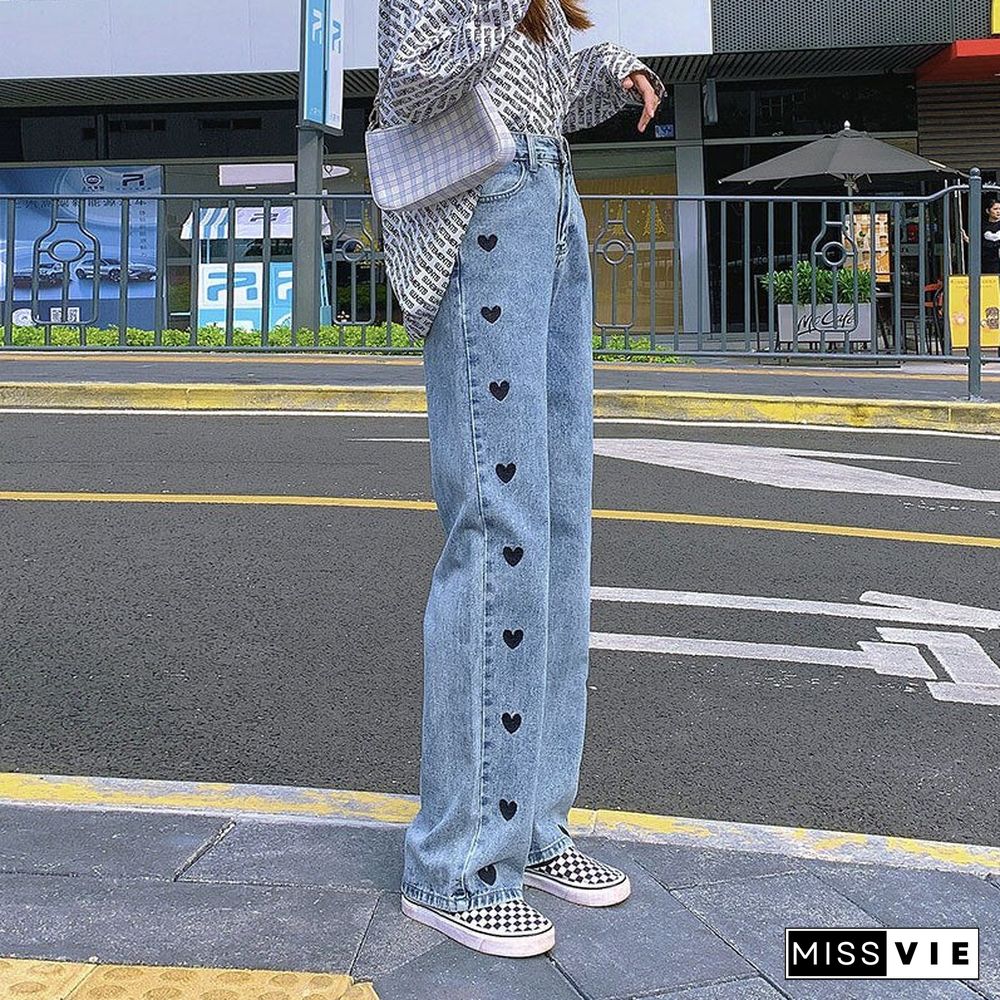 Woman Jeans High Waist Clothes Wide Leg Denim Clothing Blue Streetwear Vintage Quality Fashion Harajuku Straight Pants