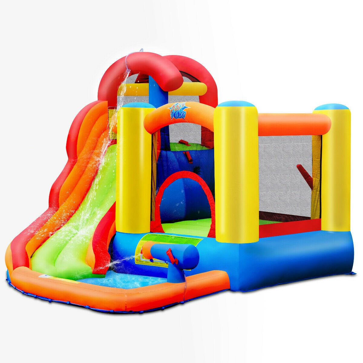 BOUNTECH 6 in 1 Water Slide Jumping Park w/Splashing Pool