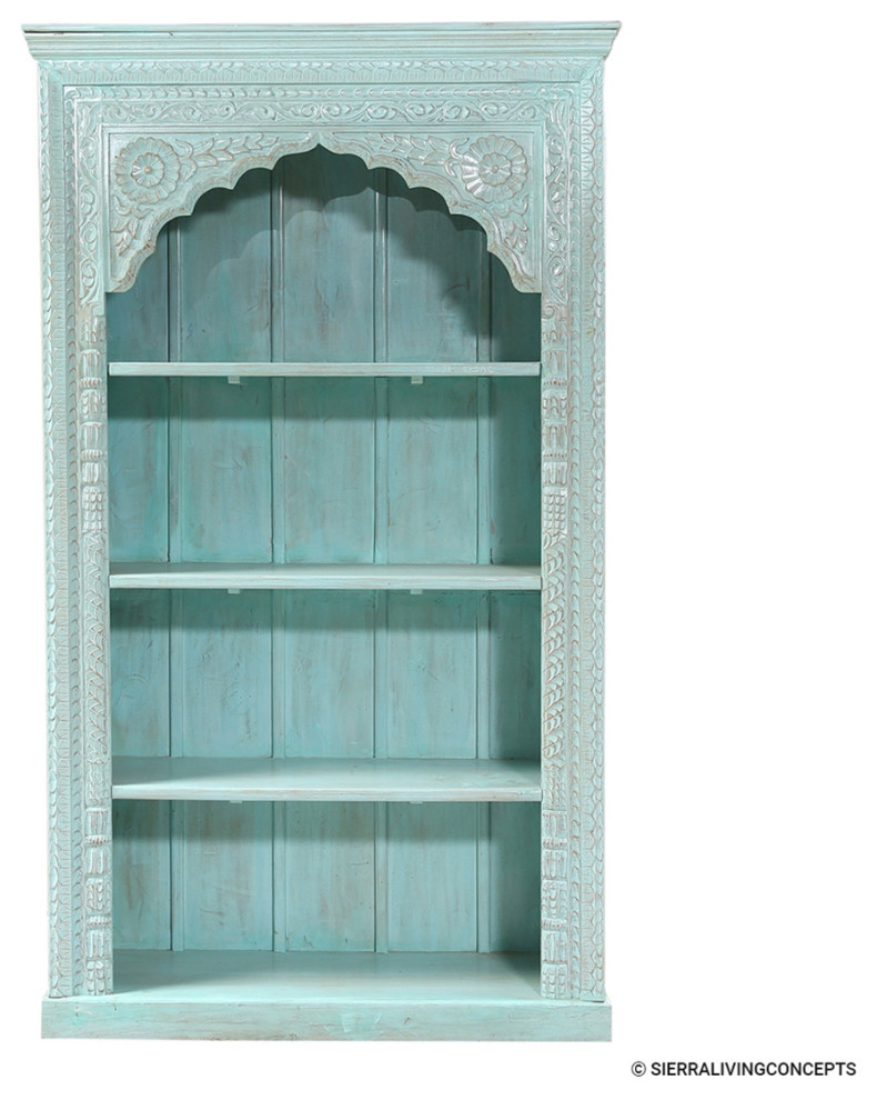 Turquoise 4 Shelf 84 Inch Tall Bookcase   French Country   Bookcases   by Sierra Living Concepts Inc  Houzz