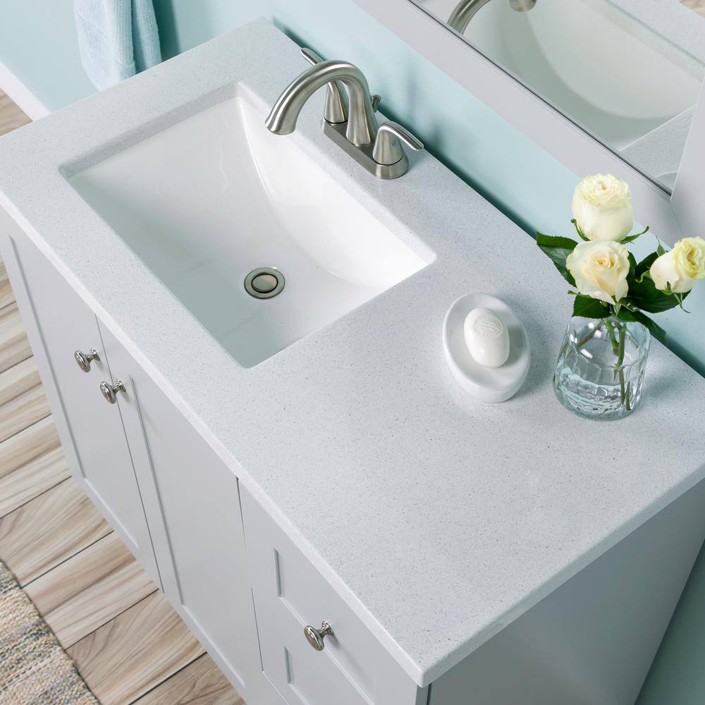 Glacier Bay Bannister 36.5 in. W x 18.75 in. D Bath Vanity in Pearl Gray with Cultured Marble Top in Colorpoint White with Sink BA36P2-PG