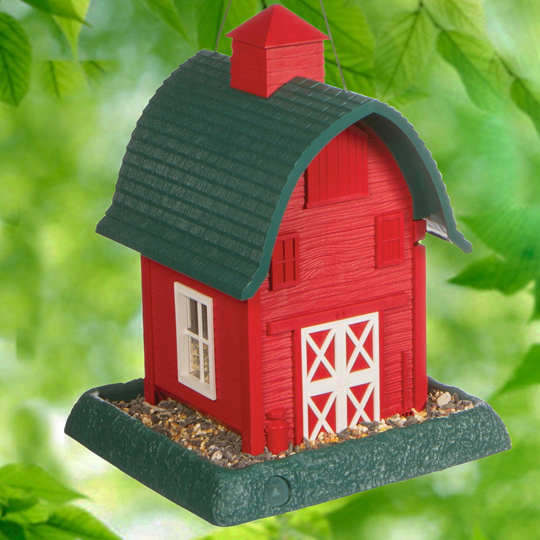 North States Village Collection Red Barn Bird Feeder， 5 lb. Capacity