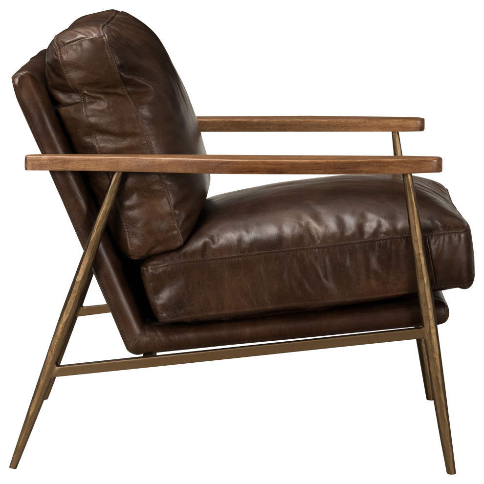 Arnold Leather Club Chair Antique Brown by Kosas Home   Midcentury   Armchairs And Accent Chairs   by Kosas  Houzz