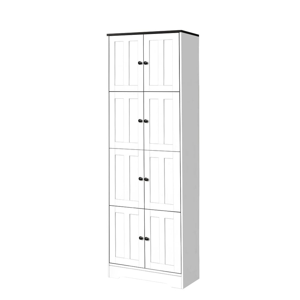 Tall Storage Cabinet with 4 Doors and 4 Shelves