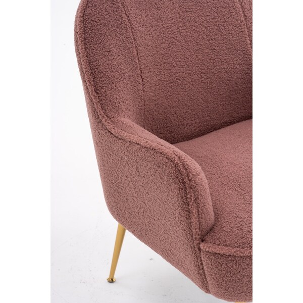 Modern Soft Teddy fabric Ergonomics Accent Chair Living Room Chair Home Chair With Gold Legs And Adjustable Legs