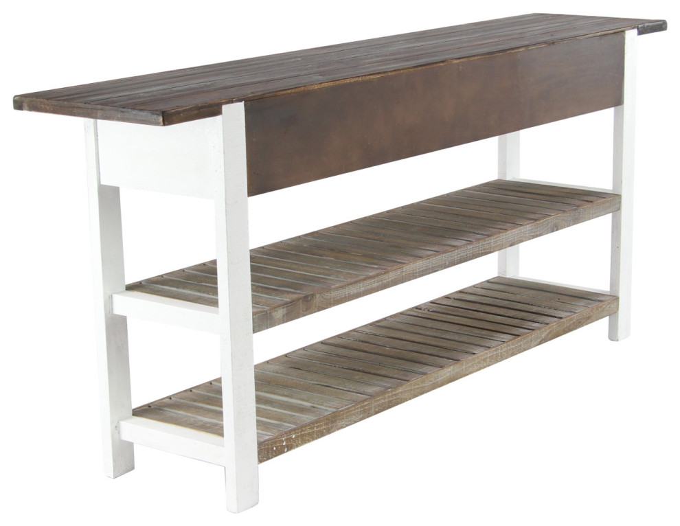 Farmhouse White Wood Console Table 46020   Farmhouse   Console Tables   by Brimfield  ampMay  Houzz