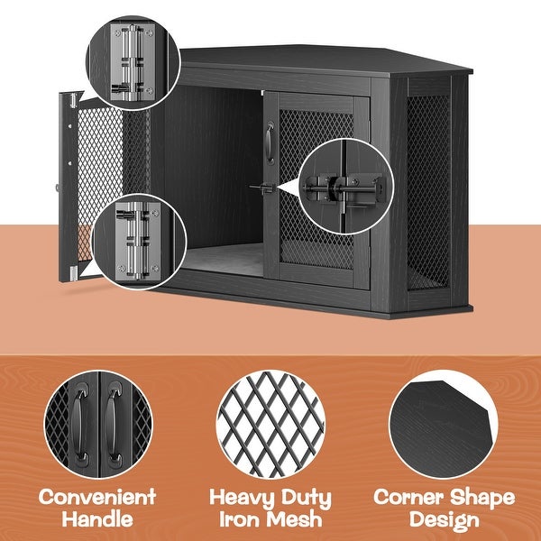 Corner Dog Crate Dog Kennel with Cushion Indoor Dog Crate Cage