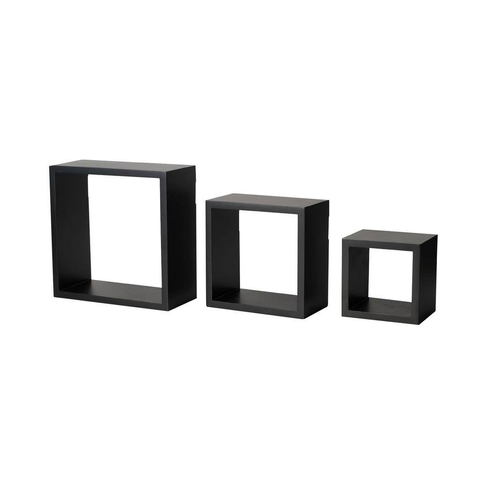 Melannco 9 in. H x 9 in. W x 3.86 in. D Black MDF 3-Cube Organizer 5007043