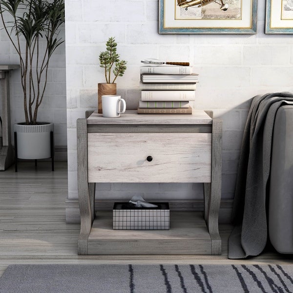 DH BASIC Coastal White Single-drawer End Table by Denhour