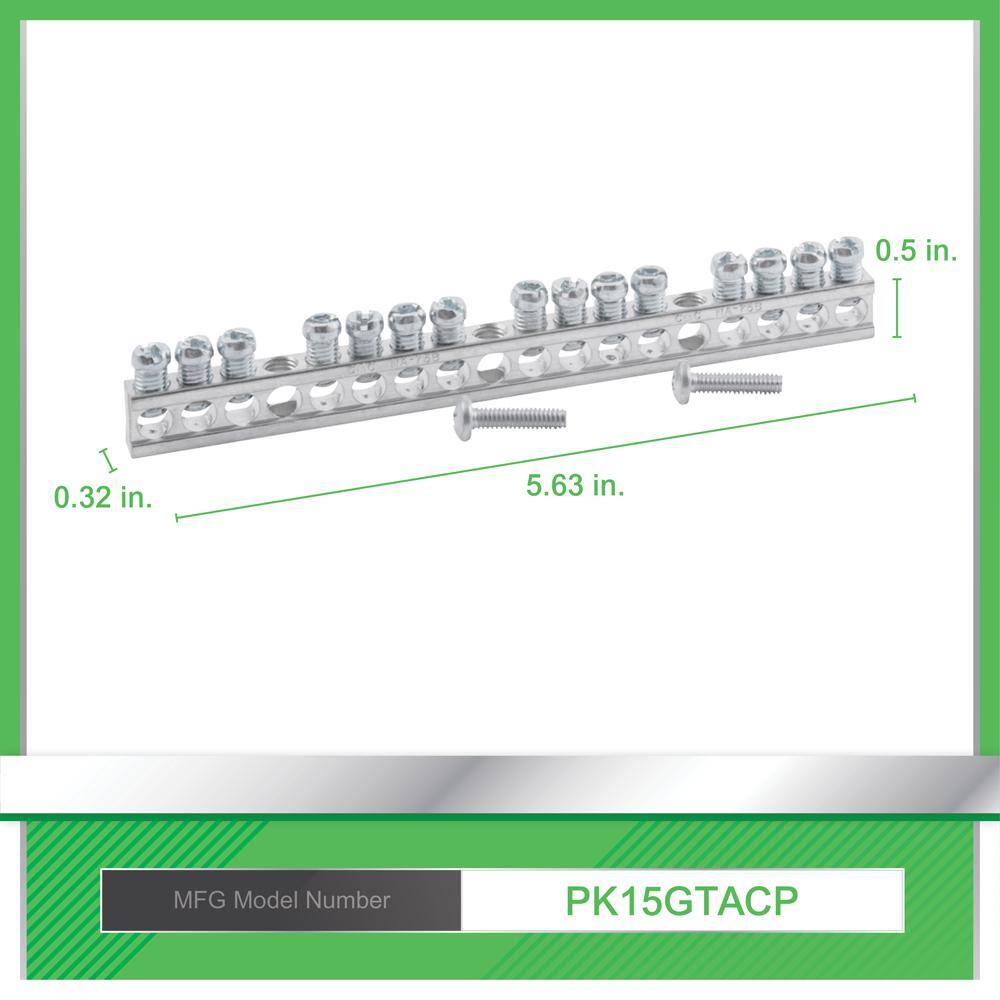 Square D 15 Terminal Ground Bar Kit for QOHomeline Electrical PanelLoad Center(PK15GTACP) PK15GTACP