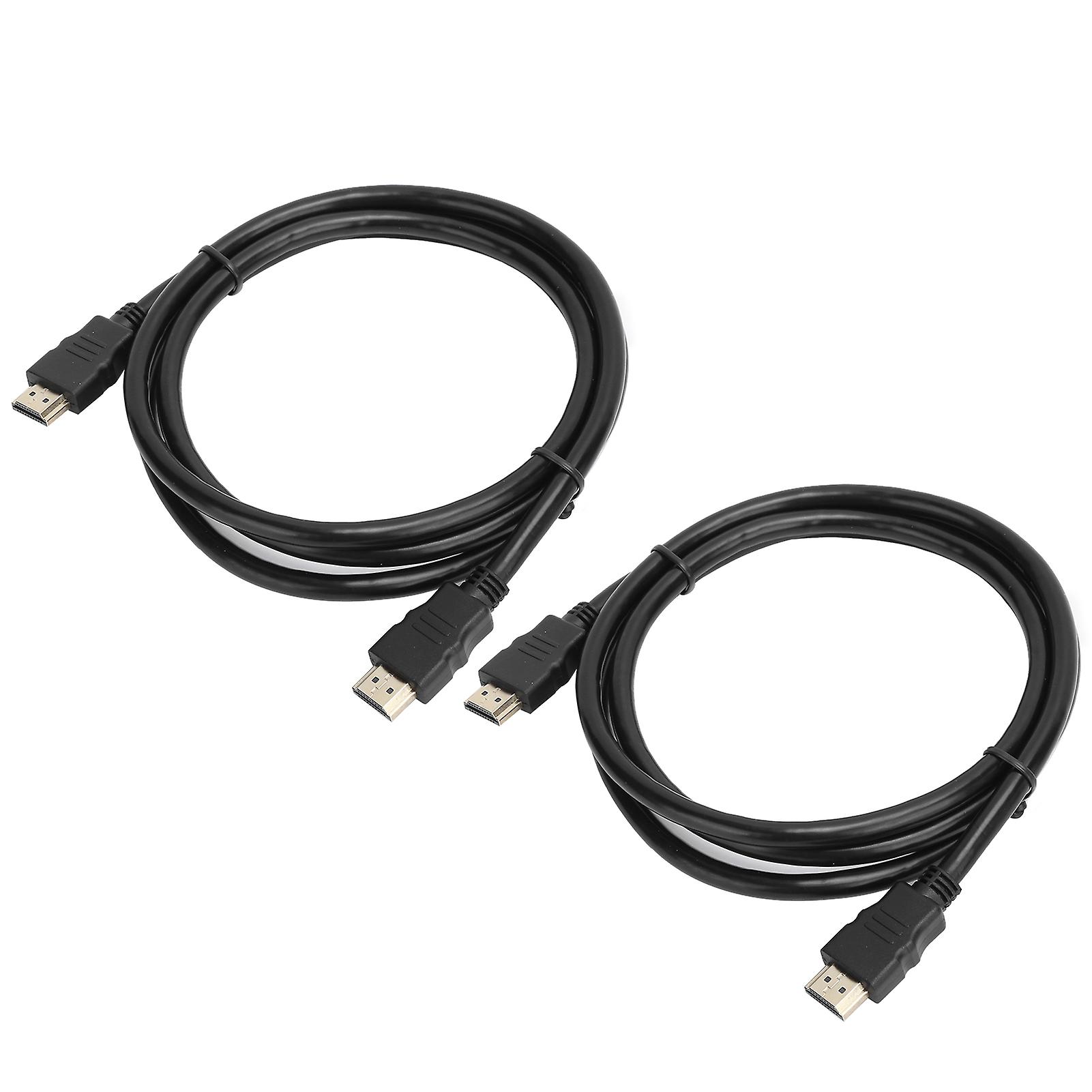 2pcs Hdmi Am To Am Cable 1.4 Simple Version Copper Conductor Iron Shell 1080p Converter5 Meters