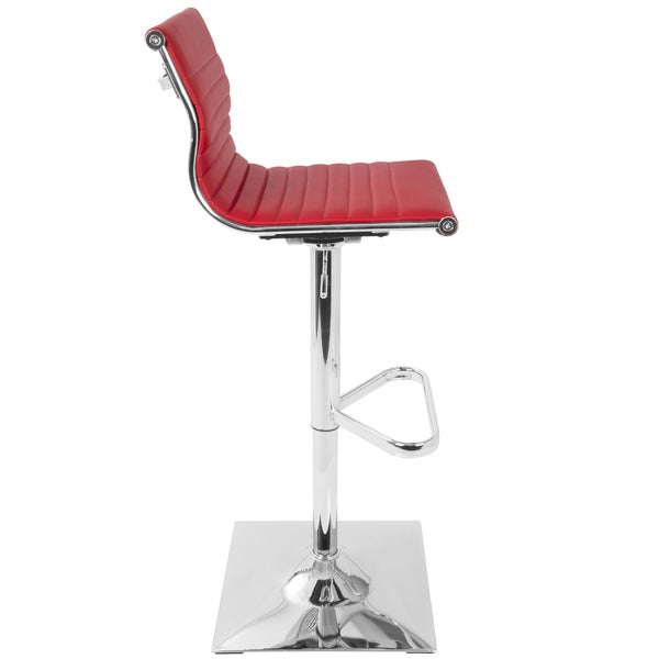 Master Contemporary Adjustable Bar Stool in Red Faux Leather