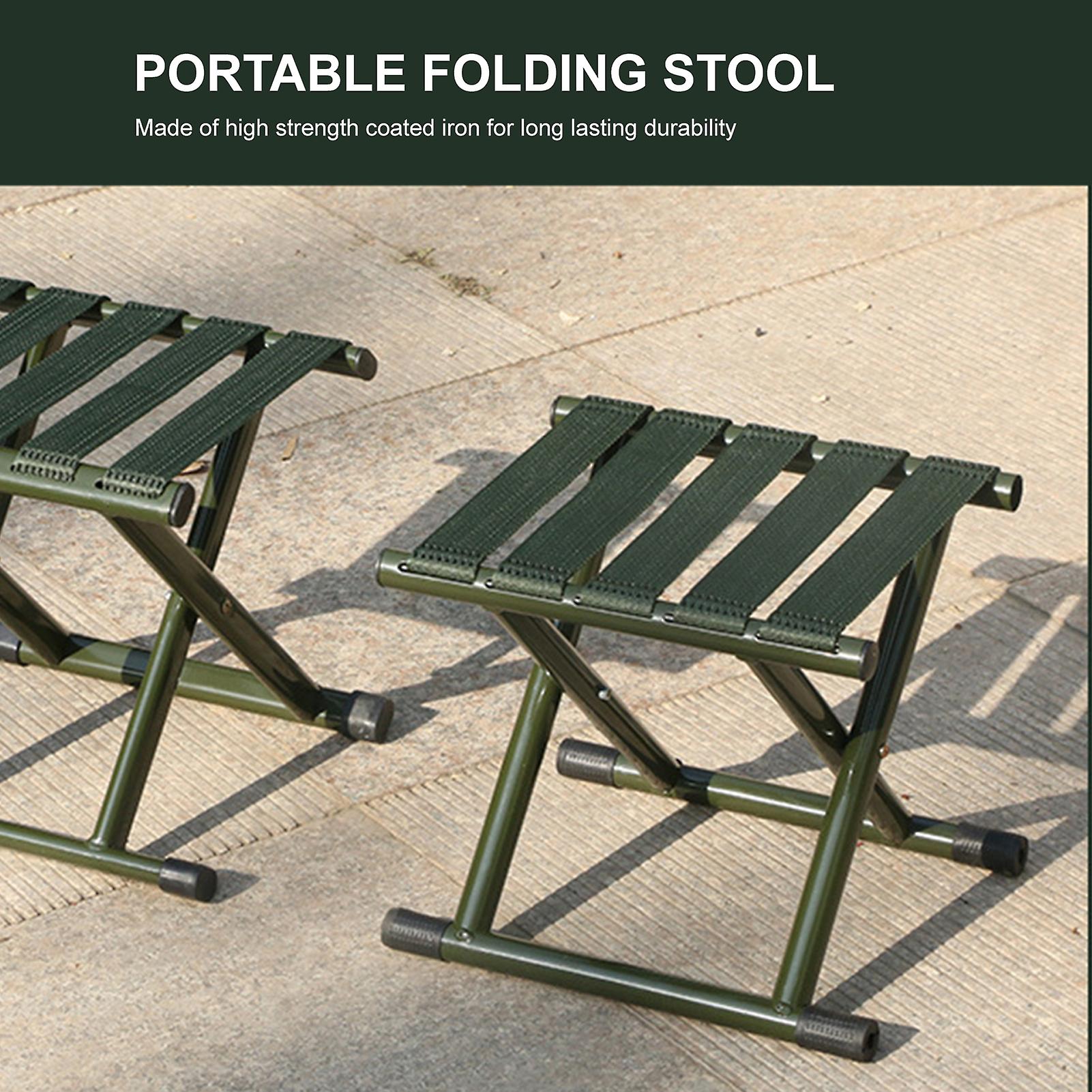 Green Portable Folding Stool Outdoor Folding Chair Camping Stool Seat Camp Chair For Trip Hiking Fishing Bbq Beach Garden Backyard