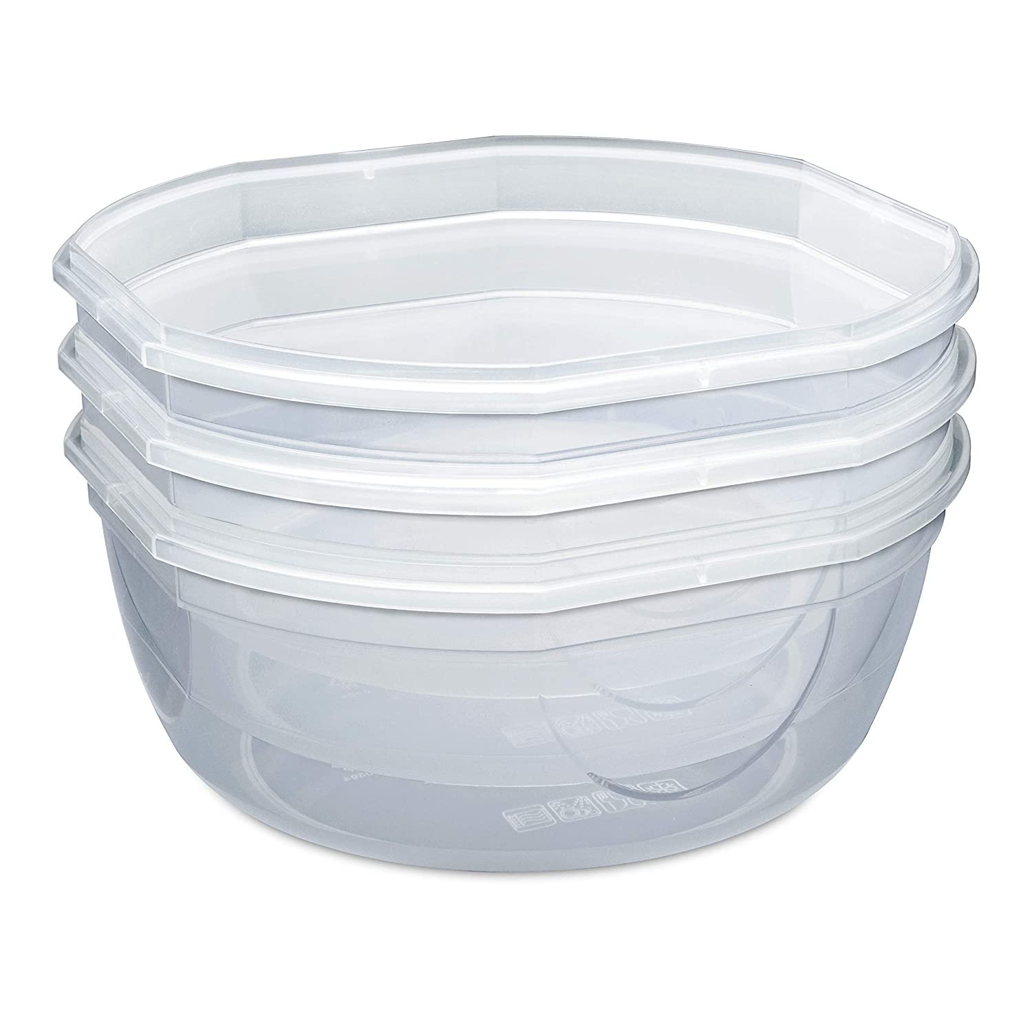 Sterilite Ultra Seal 8.1 Quart Bowl， Clear Lid and Base w/ Red Rocket Gasket， 2-Pack