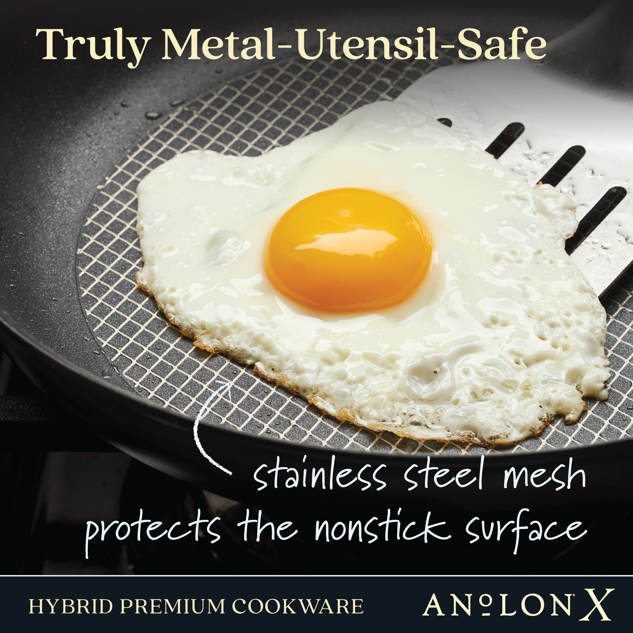 Anolon X Hybrid Nonstick Induction Frying Pan Twin Pack Set， 2-Piece， Super Dark Gray