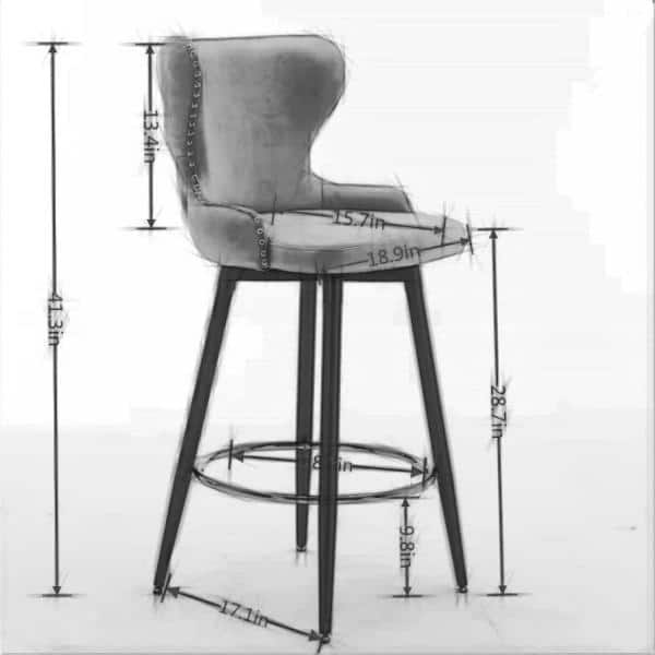 Mydepot 2-Piece 41.3 in. Dark Gray Low Back Metal Stools, Swivel Bar Height Bar Stool for Dining YMPE-W114342856