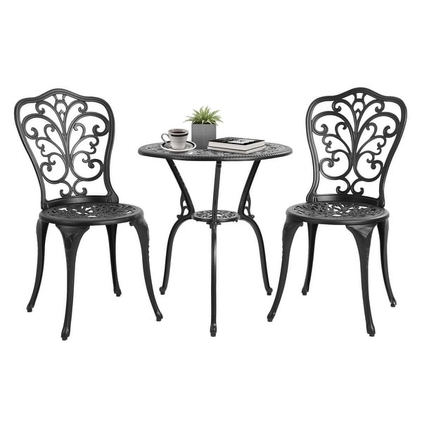 Outdoor Patio Cast Aluminum 3 Piece Bistro Set