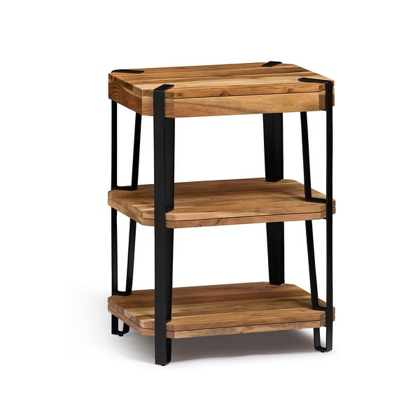 Ryegate Natural Live Edge Solid Wood with Metal 2 Shelf End Table