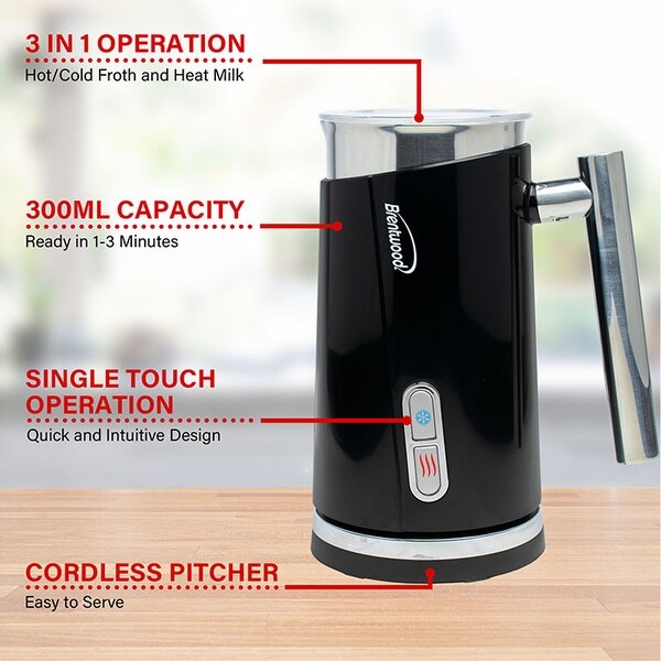 1.25 Cup Electric Milk Frother and Warmer in Onyx