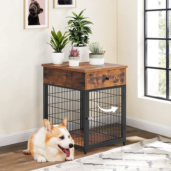 Furniture Dog Crates， Furniture Style Wood Dog Kennel End Table， Dog House Indoor Use， Chew-Proof