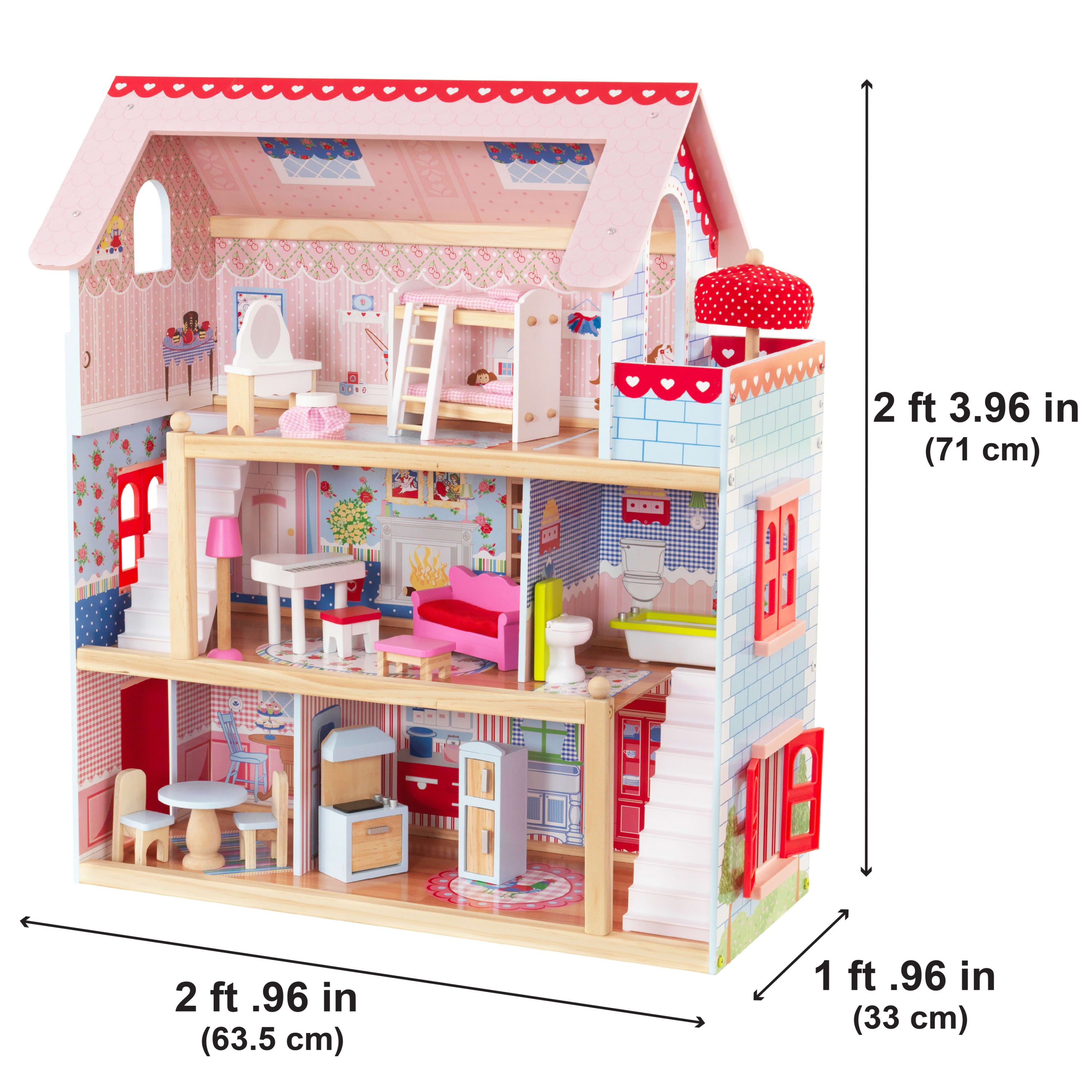 KidKraft Chelsea Doll Cottage Wooden Dollhouse with 16 Accessories， for 5-Inch Dolls